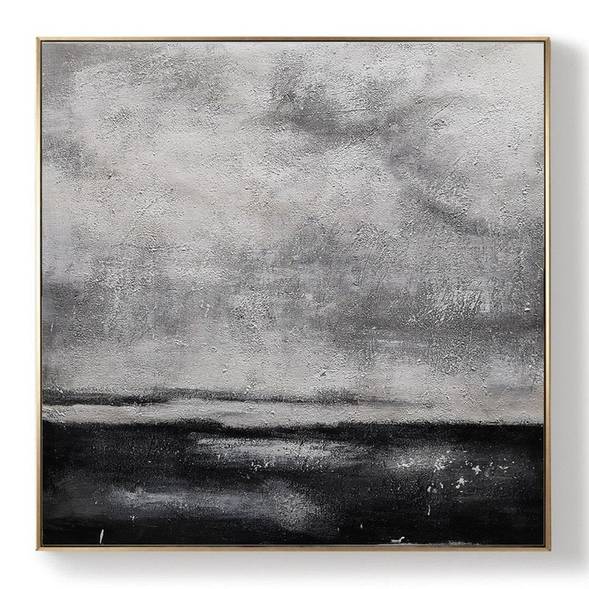 Black Original Hand-painted Size White Oil Abstract Canvas Wall Art 6G1DO
